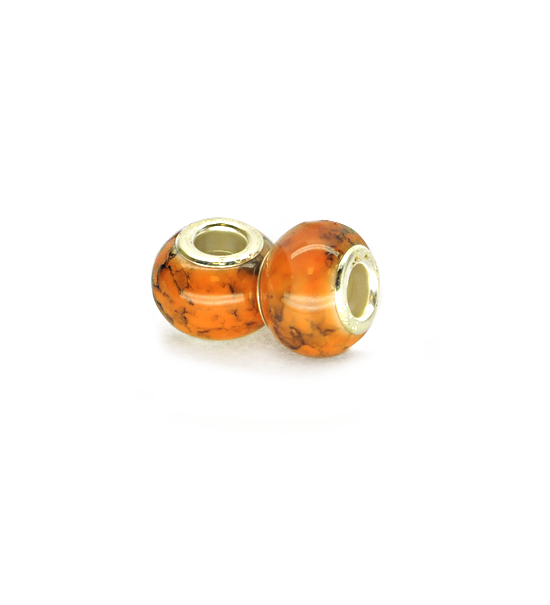 Perla ciambella marmorizzata (2 pezzi) 14x10 mm - Arancio